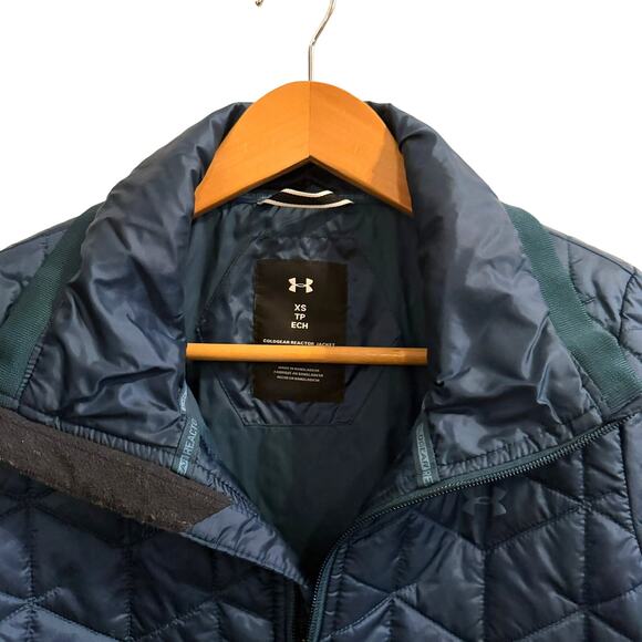 Under Armour XS ColdGear Reactor Jacket Blue Quilted Zip Up Activewear - Picture 2 of 9